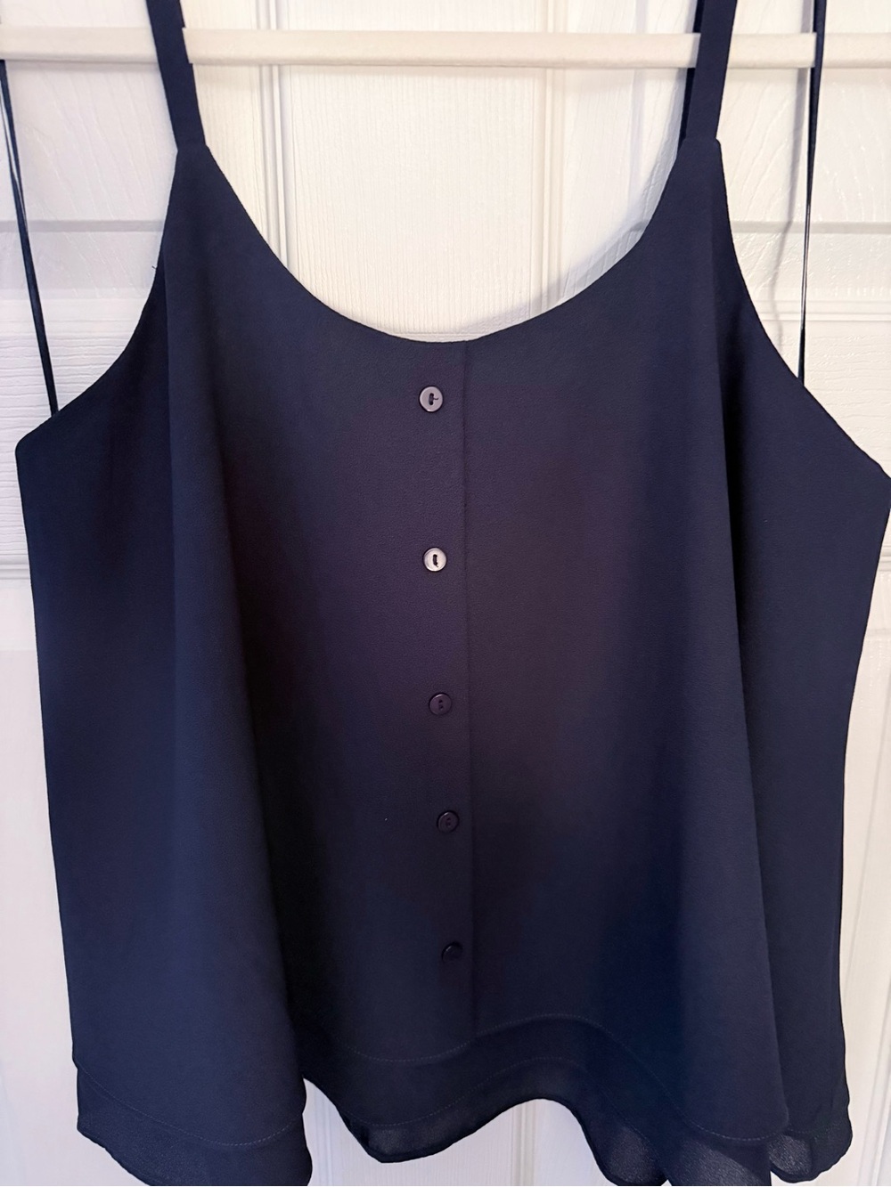 Paper Crane Navy Button-Front Satin Camisole